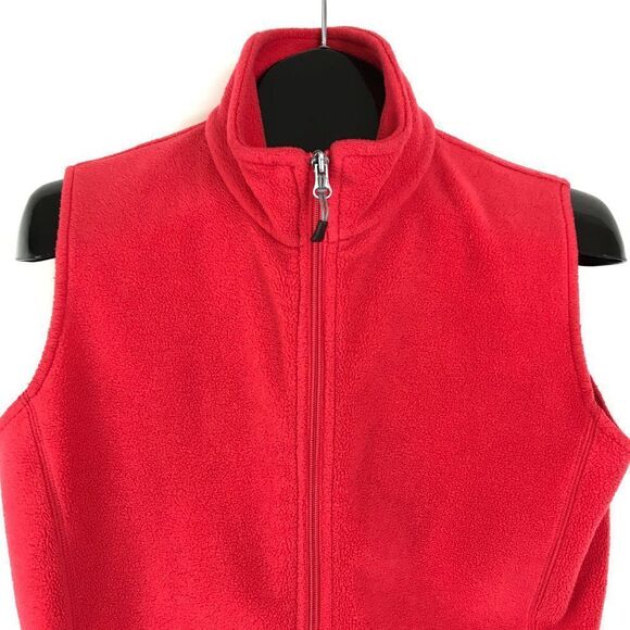 Woolrich Andes Fleece Vest Women's Medium Poppy Red Mock Neck Pockets Outdoor - Picture 2 of 11